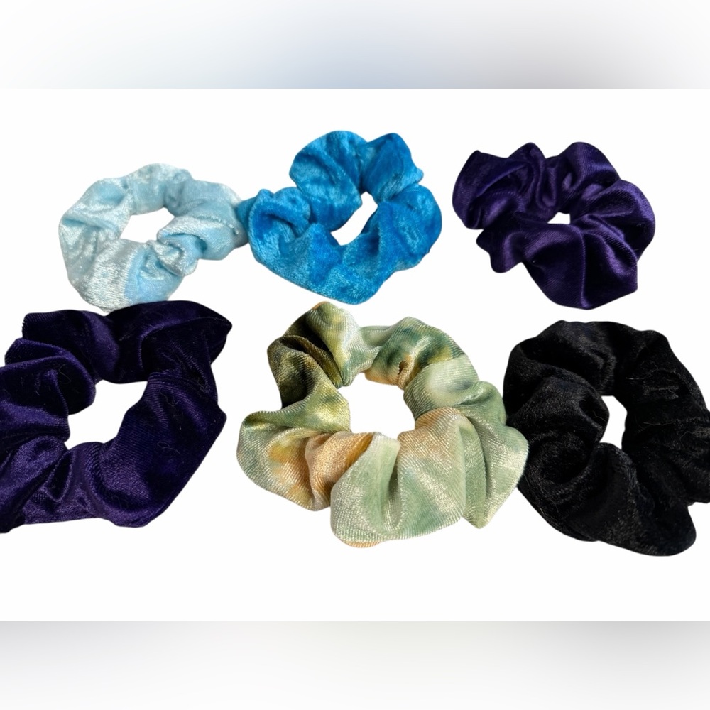 Set of 6 Colorful Velvet Scrunchies NWOT